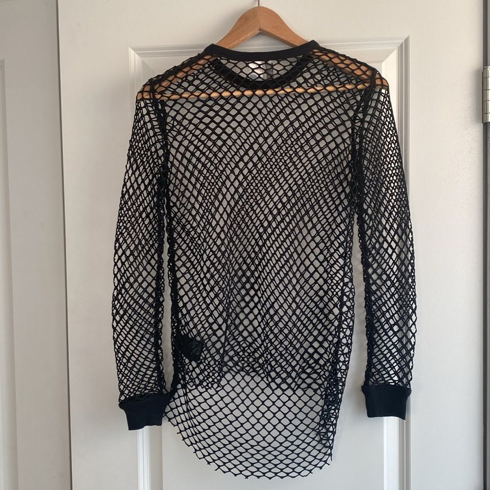 H&M DiVIDED black mesh long sleeve stretch top sz XS Emo Romantic Goth Punk - Picture 9 of 11
